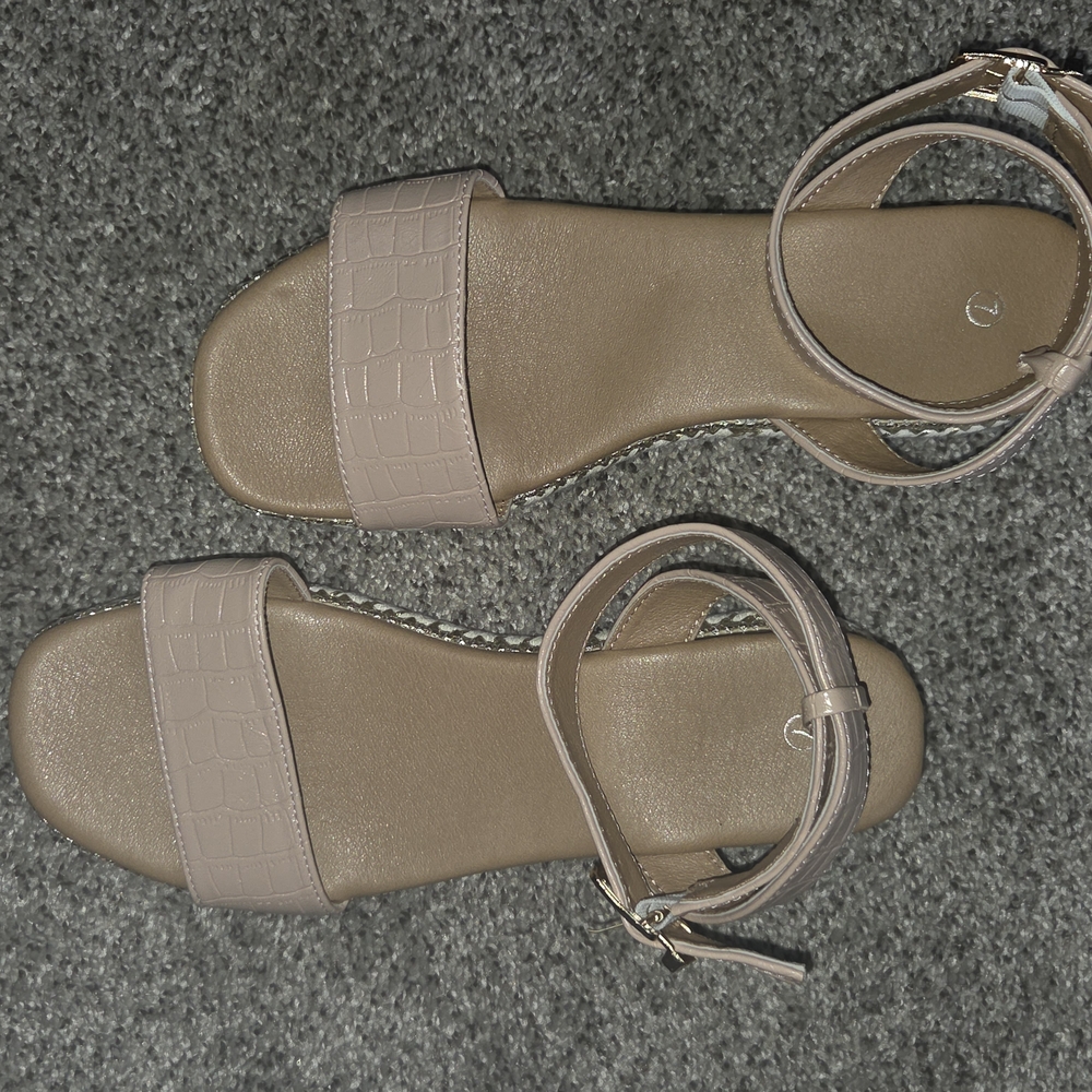 SHEIN Tan Sandals Minimalist Two-Strap Design